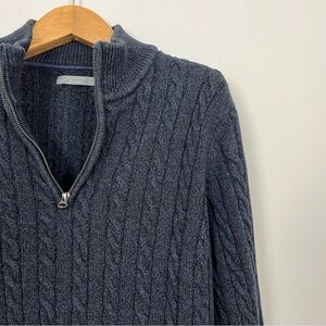 Denver Hayes Men’s Navy Cable Knit Cotton Half Zip Sweater Size XL Long‎ Sleeve